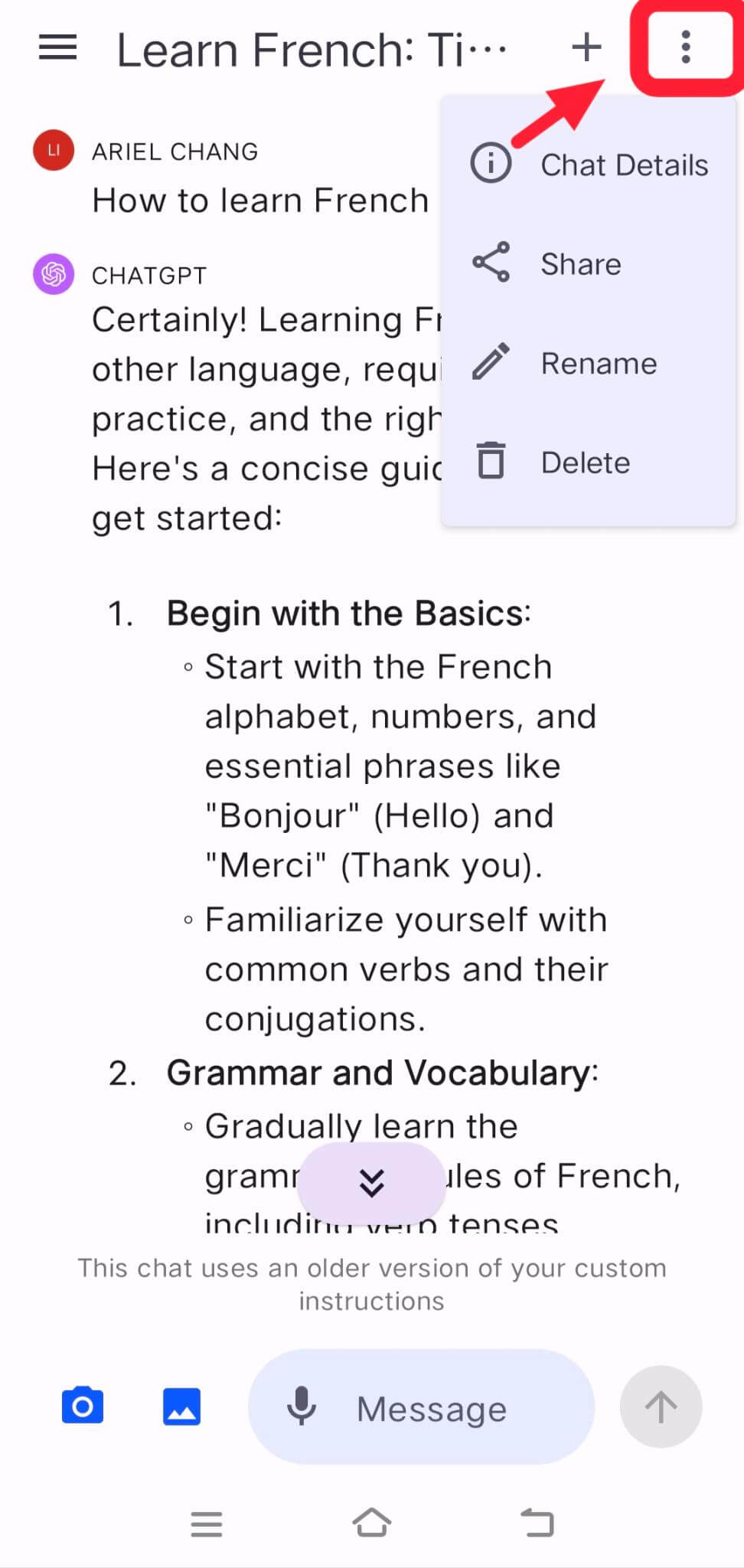 ChatGPT Android Chat Three Sot Menu