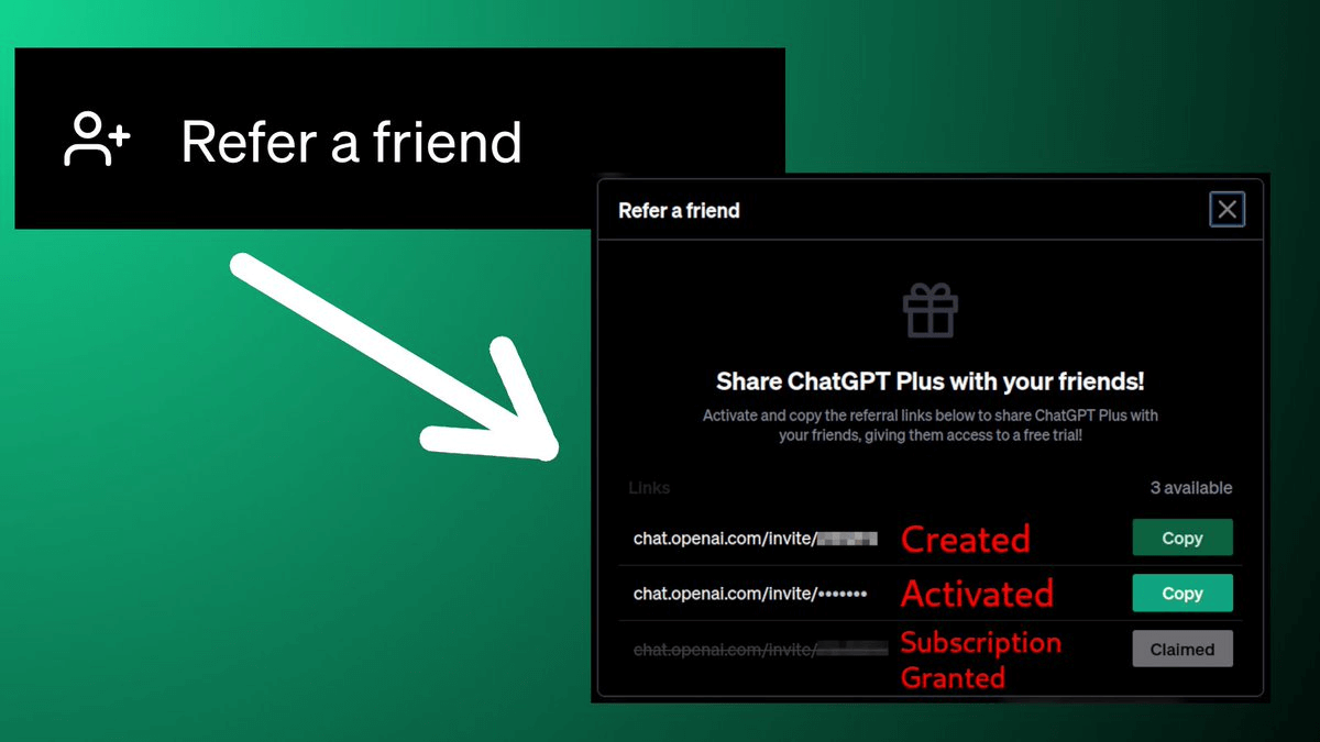 ChatGPT Refer a Friend Copy Copied Claimed