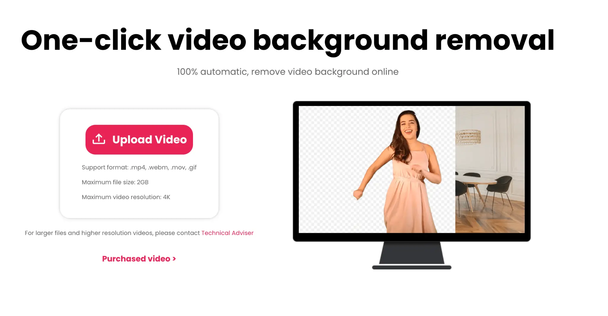 This tool automatically removes the background from any video or GIF