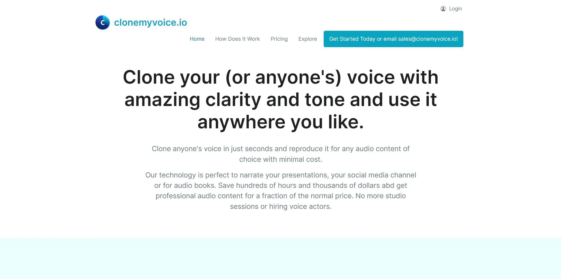 Clonemyvoice.iowebsite picture