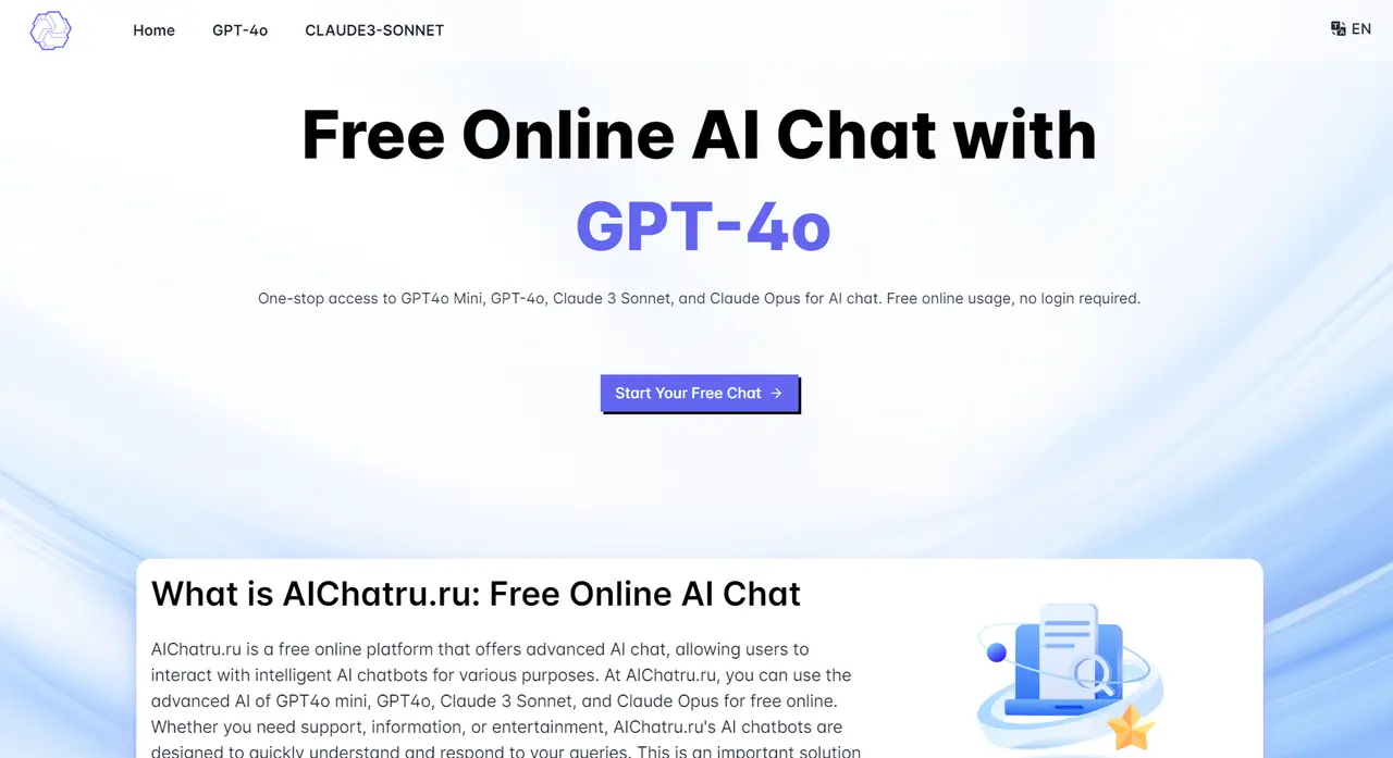 AIChatru.ru: Free Chat with GPT and Claude AIwebsite picture