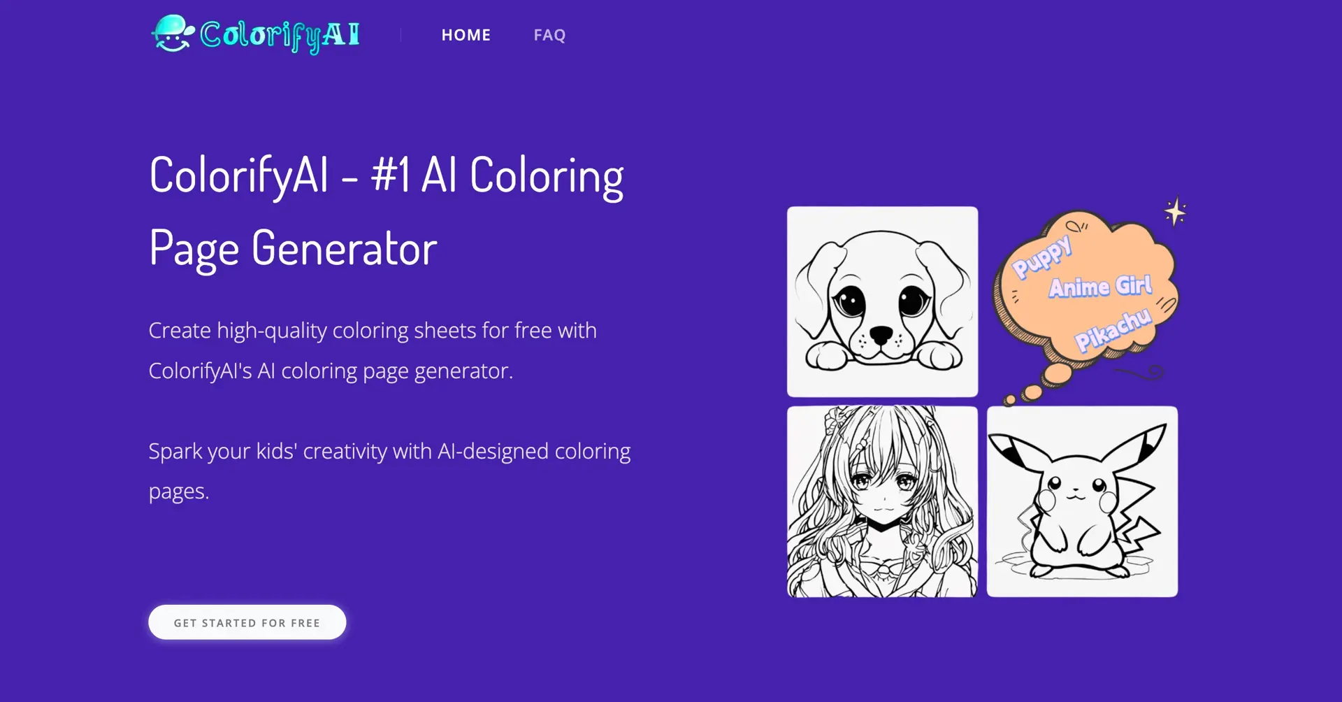 ColorifyAI - #1 AI Coloring Page Generatorwebsite picture