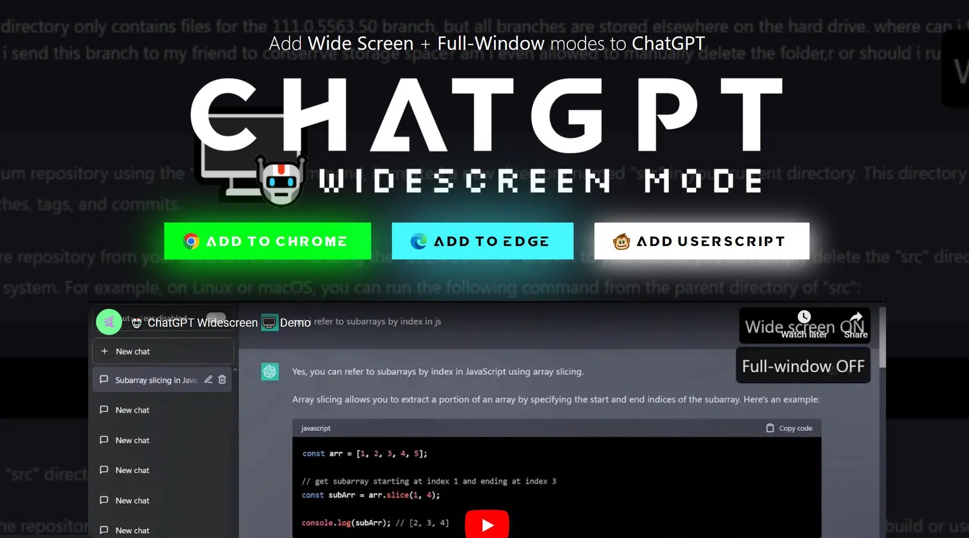 ChatGPT Widescreen Modewebsite picture