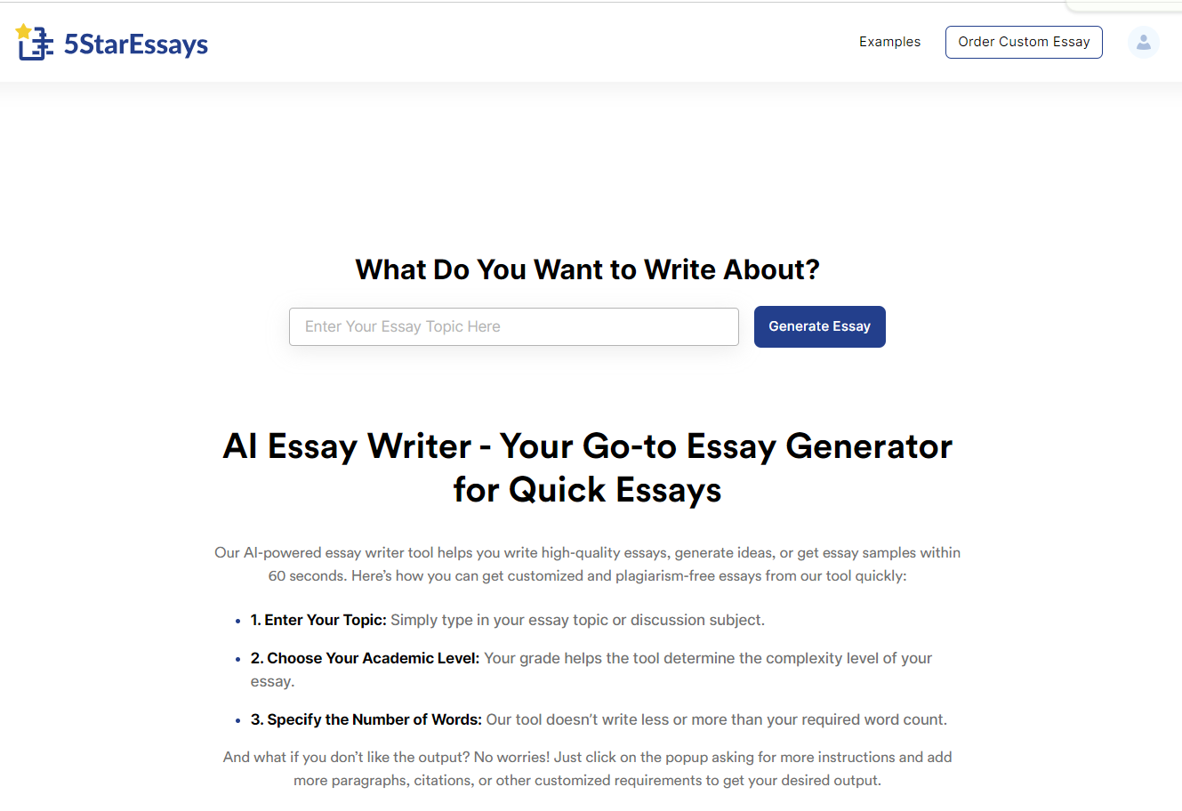 5StarEssays AI Essay Writerwebsite picture