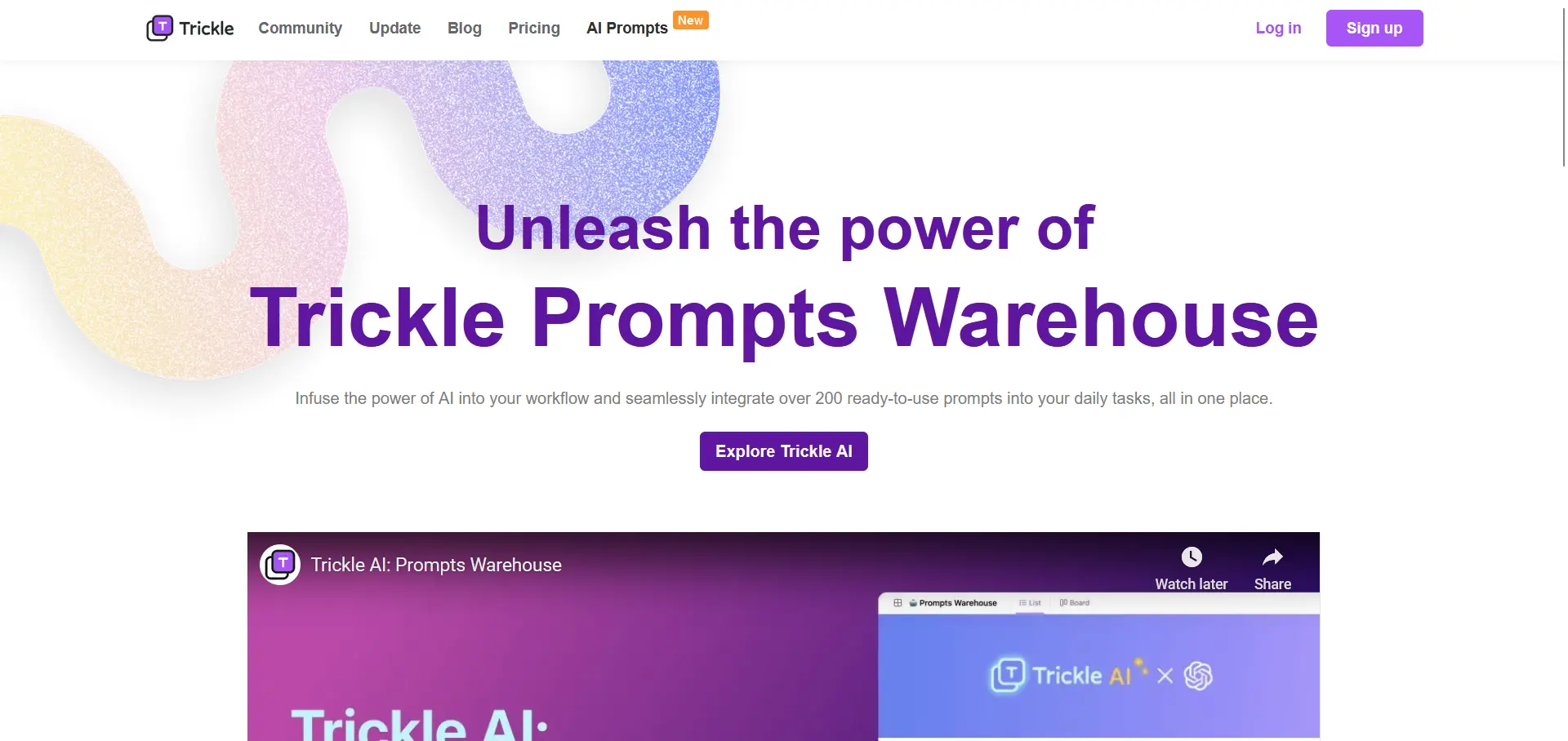 Trickle AI: Prompts Warehousewebsite picture