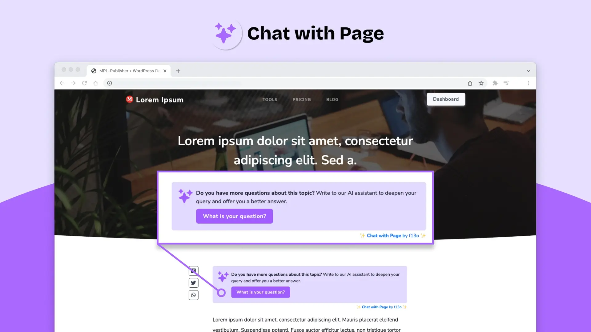 Chat with your Pages - AI Post Assistantwebsite picture