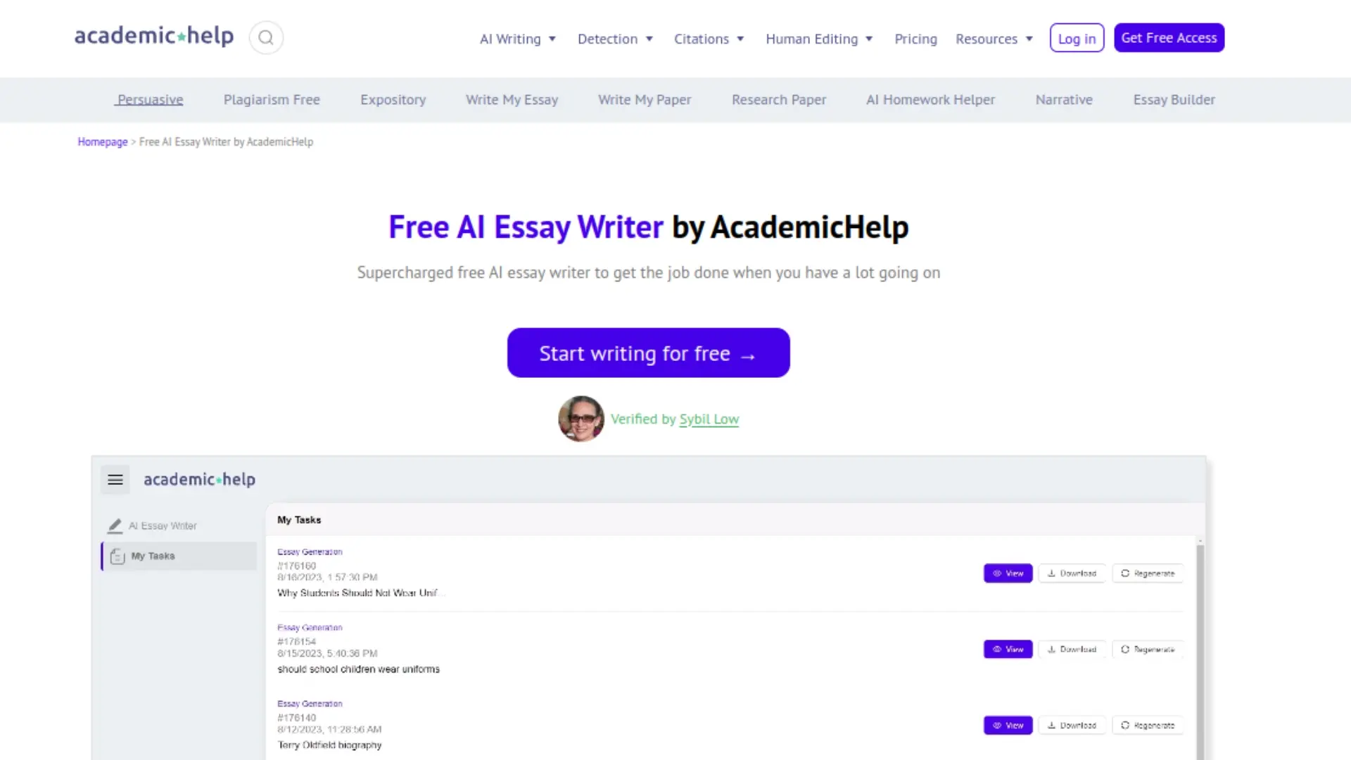 AcademicHelp AI Essay Writerwebsite picture