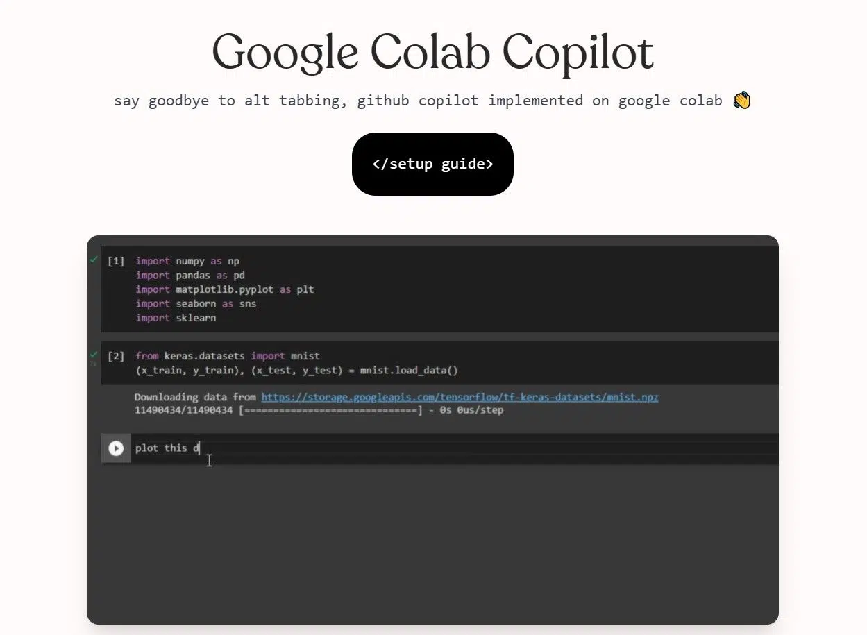 Google Colab Copilotwebsite picture