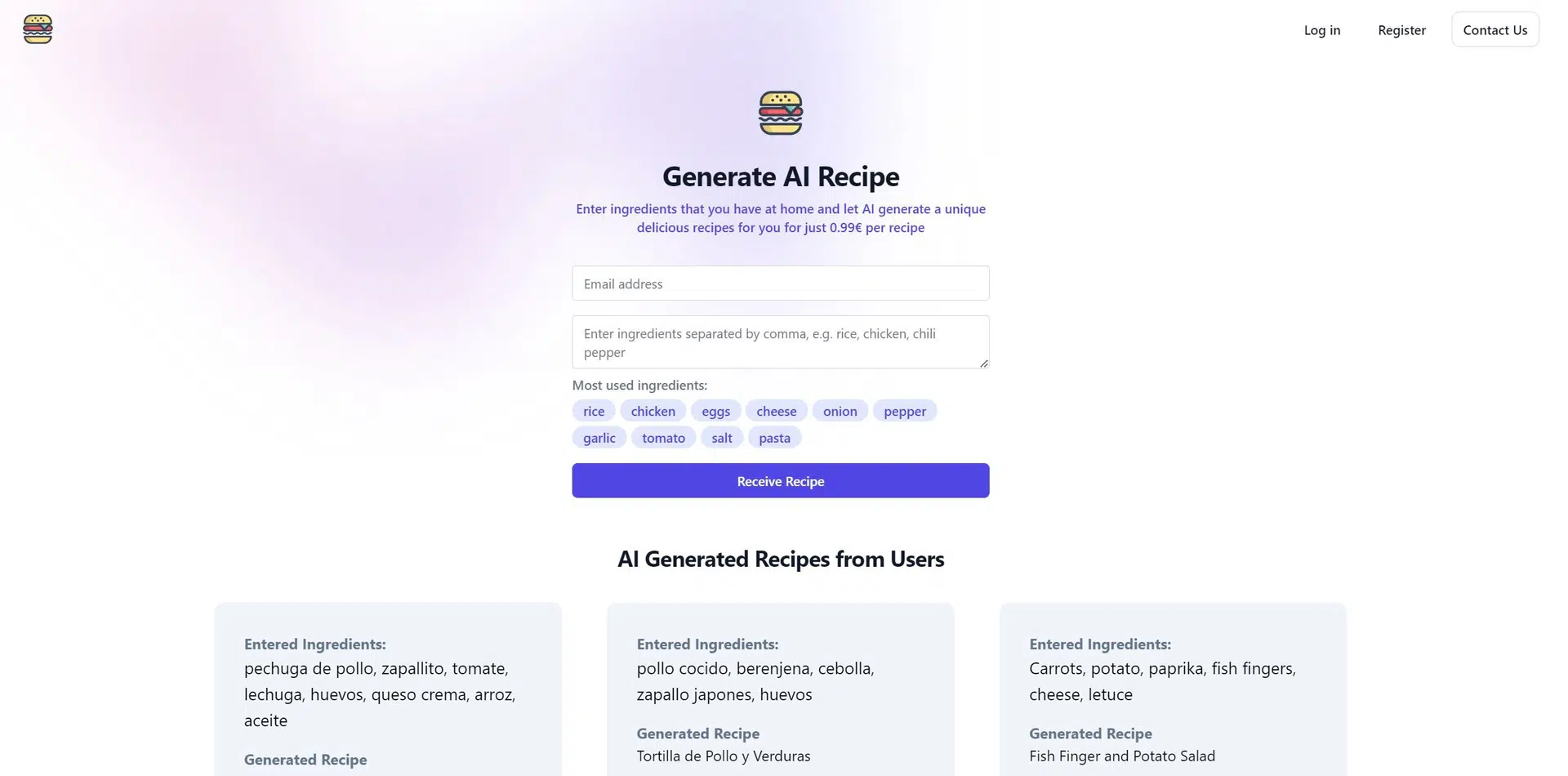 AI Recipe Generatorwebsite picture