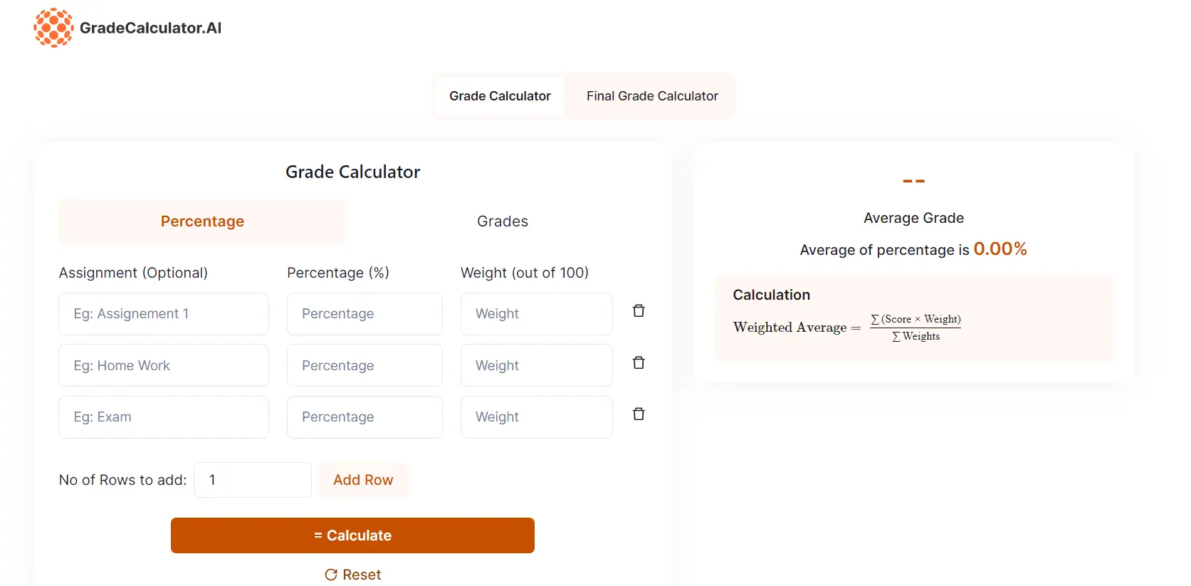 Grade Calculator AIwebsite picture