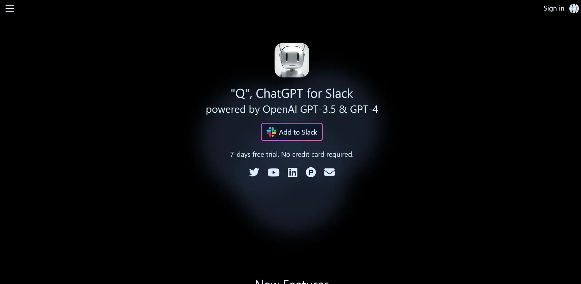 Q Slack Chatbotwebsite picture